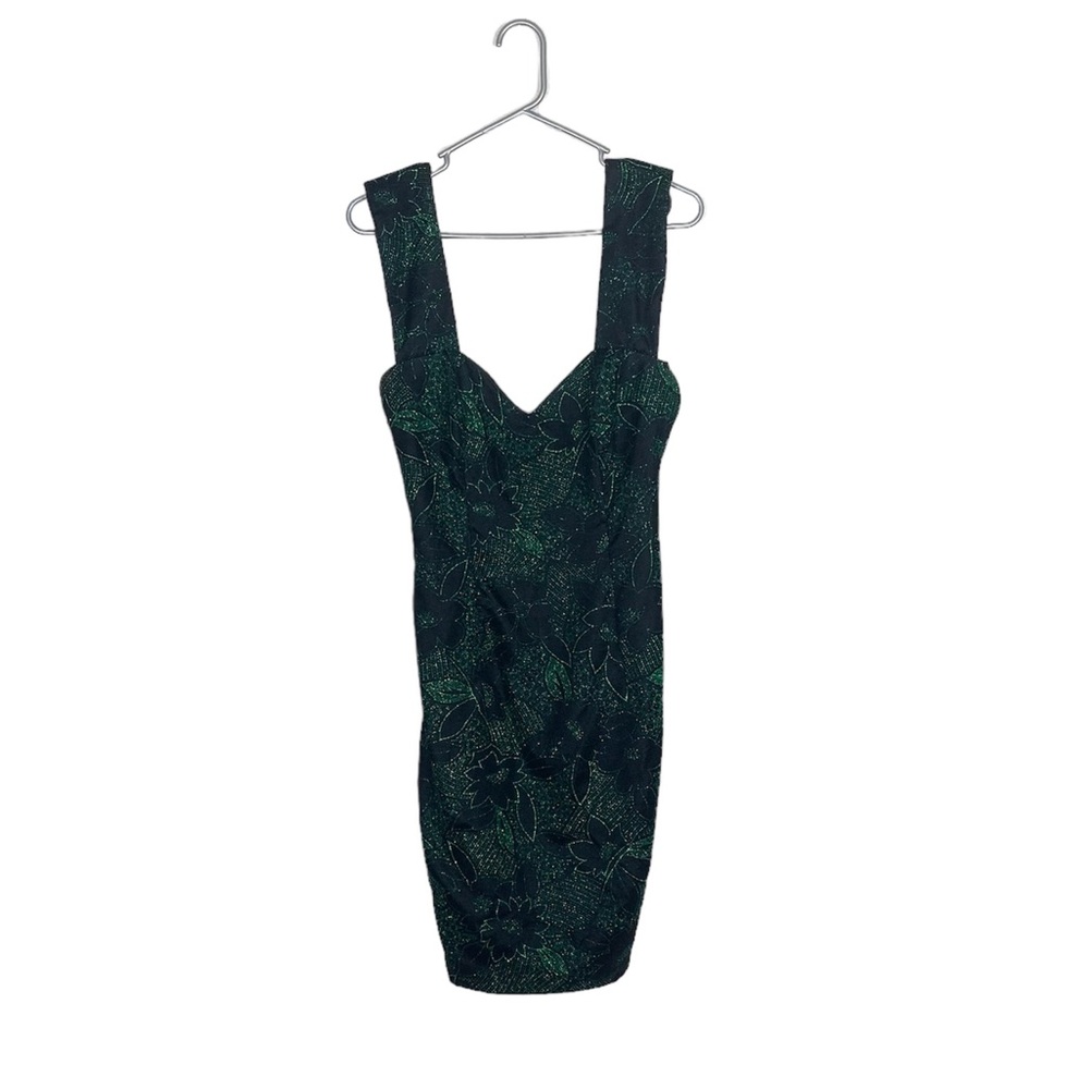 Vintage Jessica McClintock gunne sax floral glitter mini dress homecoming